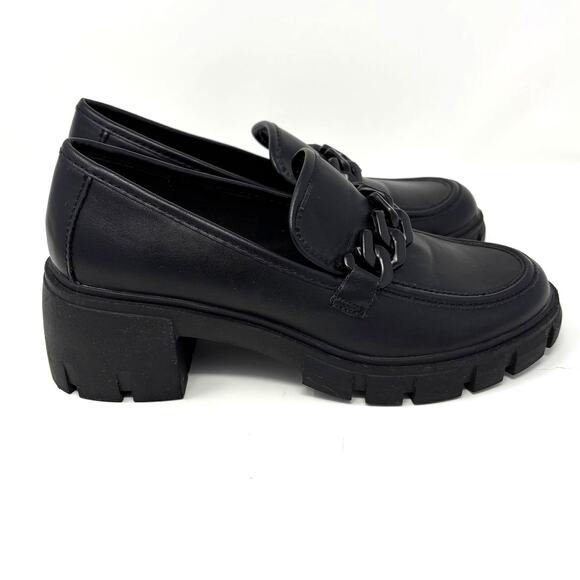 Madden Girl Hoxton Loafer, Black Chunky Heel Y2K - Picture 4 of 8